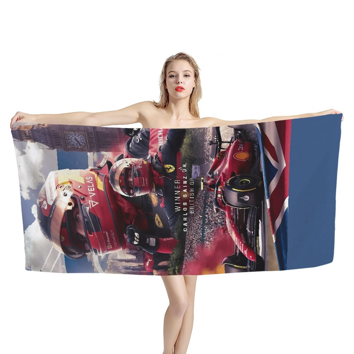 F1 Formula One Carlos Sainz Bath Beach Towel - Carlos Sainz British GP Winner Poster