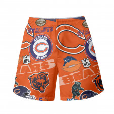 NFL Chicago Bears Beach Shorts Swim Pants Swimming Trunks - Chicago Bears Mania Collage Logo