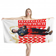 F1 Formula One Max Verstappen Bath Beach Towel - Max Verstappen Winner Standing On Word Art