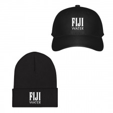 Fiji Water Baseball Cap Beanie Hat - Fiji Water Logo On Blue Background