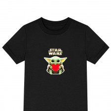 Star Wars Grogu Tee Shirt T-Shirt Short Sleeve - Grogu Aka Baby Yoda Holding Heart Sticker