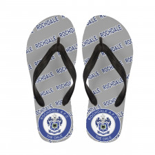 Rochdale AFC Flip Flops Thongs V-Strap Sandals - Rochdale Football Club Medley Monogram Wordmark