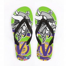 NFL Minnesota Vikings Flip Flops Thongs V-Strap Sandals - Minnesota Vikings Mania Collage Logo