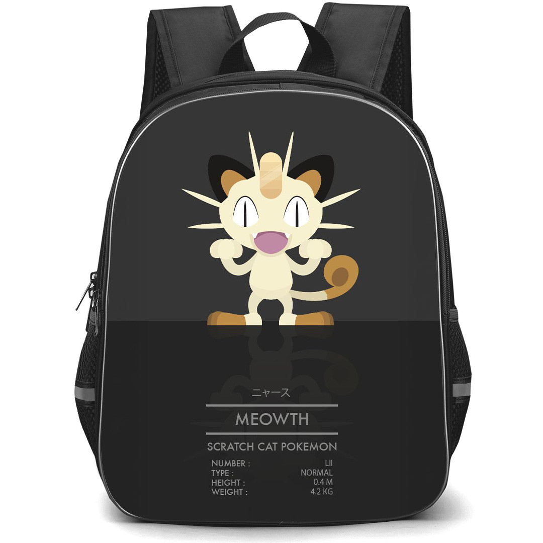 Pokemon Meowth Backpack StudentPack - Meowth Chibi Gray Background