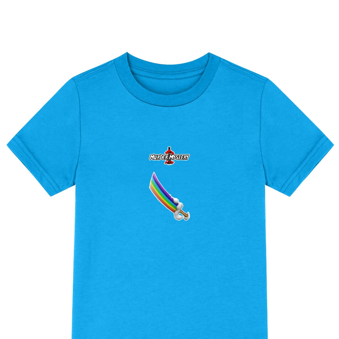 Roblox Murder Mystery 2 Tee Shirt T-Shirt Short Sleeve - Rainbow Knife