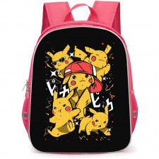 Pokemon Pikachu Backpack StudentPack - Pikachu Poses Black Background