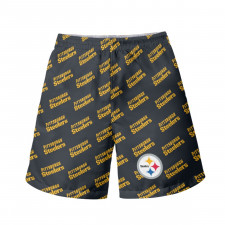 NFL Pittsburgh Steelers Beach Shorts Swim Pants Swimming Trunks - Pittsburgh Steelers Medley Monogram Wordmark
