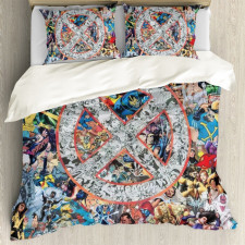 X-Men Comforter Sham Set Bed Set Sheet Cover - Characters Collage Logo