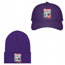 Cuphead Group Baseball Cap Beanie Hat - Cuphead and Mugman Standing Sticker Art