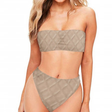 Burga Art Pattern Bandeau Bikini Two Piece Women's Swimsuit - Burga Simply Cream Quilted Poster