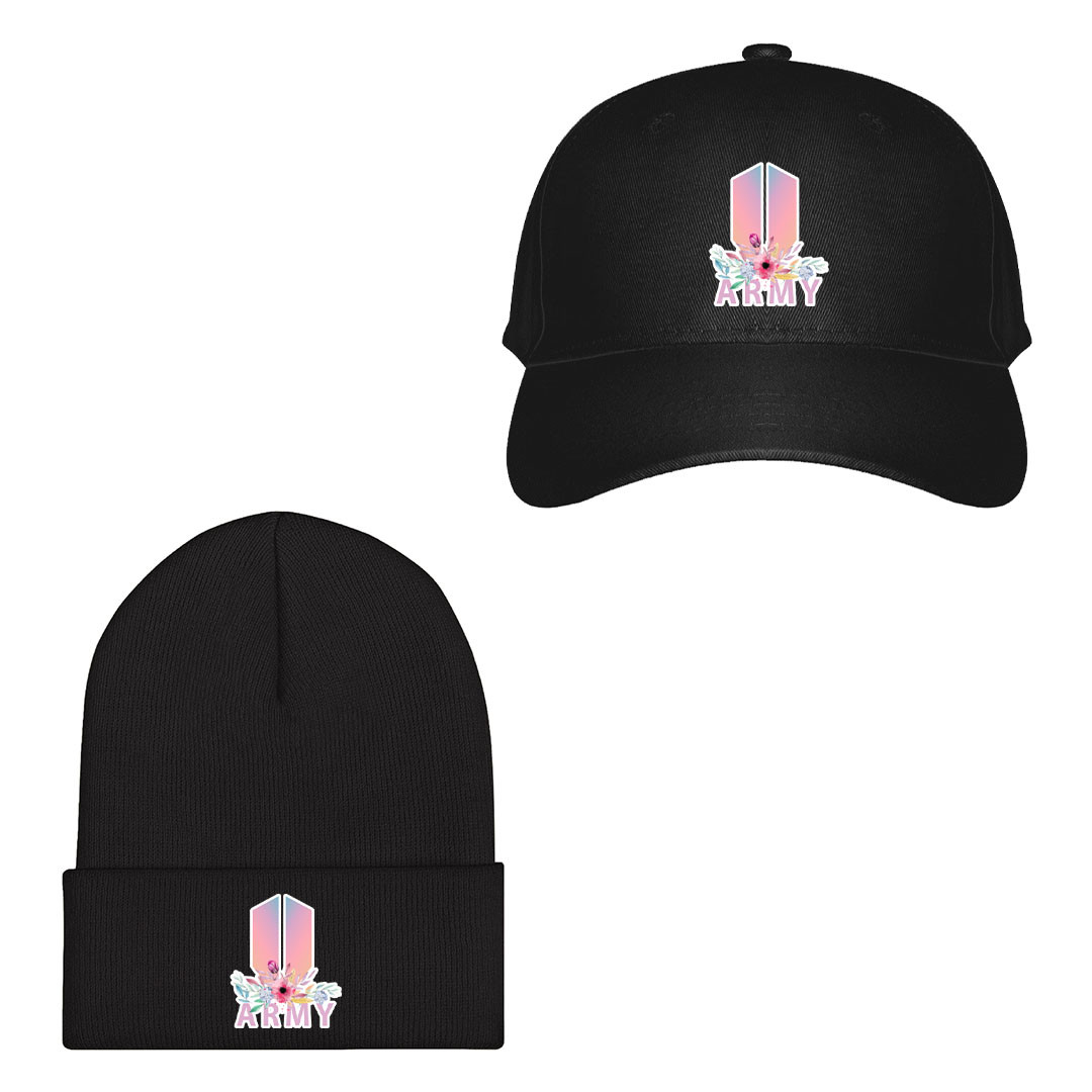 BTS Baseball Cap Beanie Hat - BTS Army Pink Sticker Art