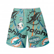 NFL Miami Dolphins Beach Shorts Swim Pants Swimming Trunks - Miami Dolphins Mania Collage Logo