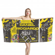 F1 Formula One Daniel Ricciardo Bath Beach Towel - Daniel Ricciardo The Honey Badger Yellow Graphic Art