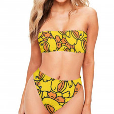 B Duck Bandeau Bikini Two Piece Women's Swimsuit - B Duck Baby Pattern Art Poster