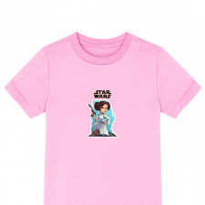 Star Wars Princess Leia Tee Shirt T-Shirt Short Sleeve - Princess Leia Holding Weapon Cartoon Illustration