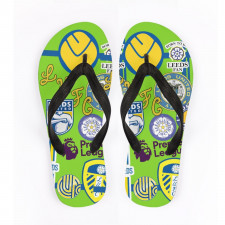 Leeds United F.C Flip Flops Thongs V-Strap Sandals - Leeds United F.C Mania Collage Logo