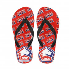 LOSC Lille Football Club Flip Flops Thongs V-Strap Sandals - Lille Football Club Medley Monogram Wordmark