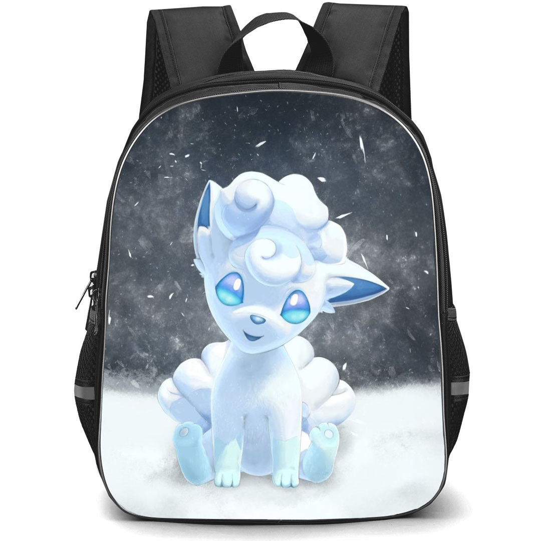 Pokemon Alolan Vulpix Backpack StudentPack - Alolan Vulpix Sitting Gray Background