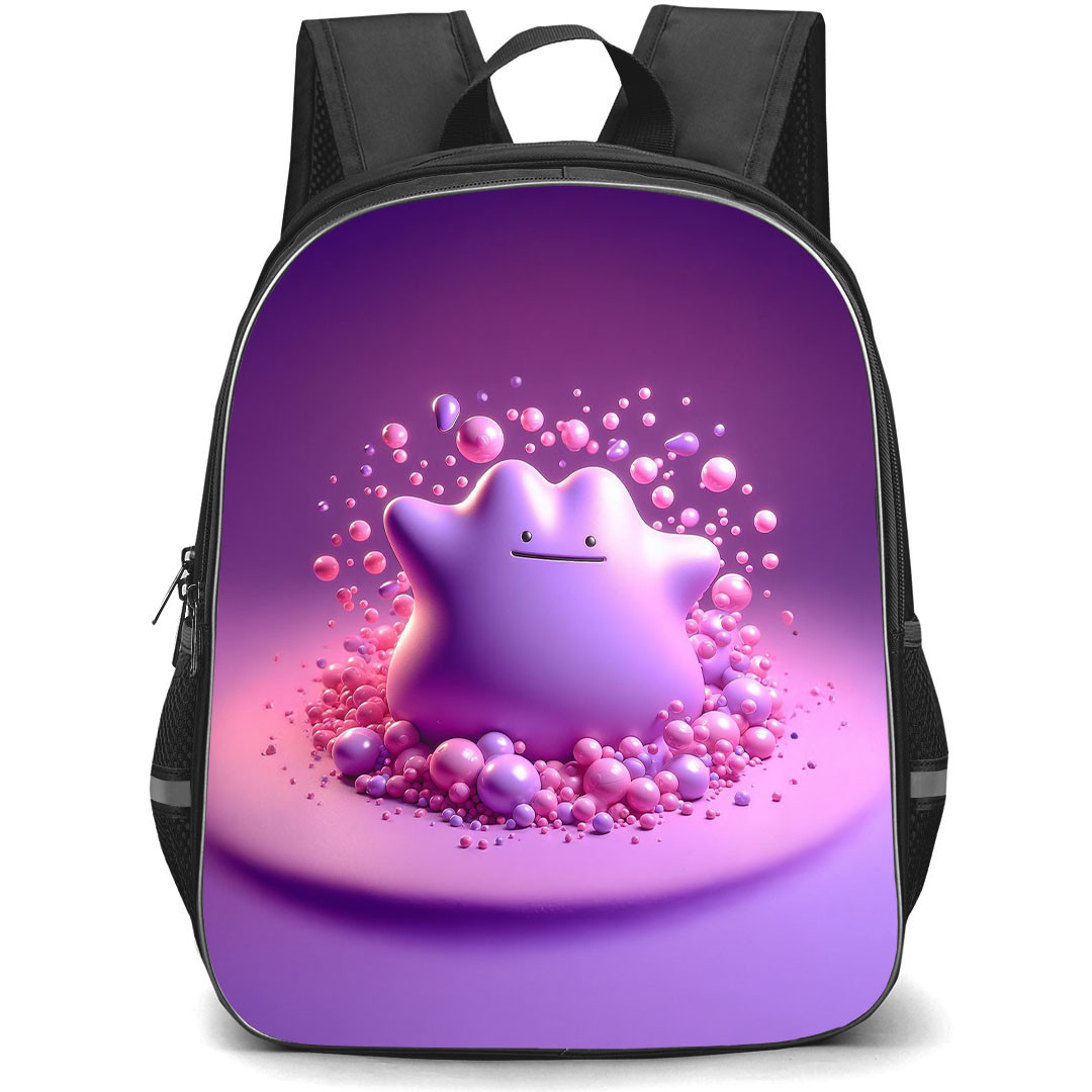 Pokemon Ditto Backpack StudentPack - Ditto Pink And Purple 3d Art