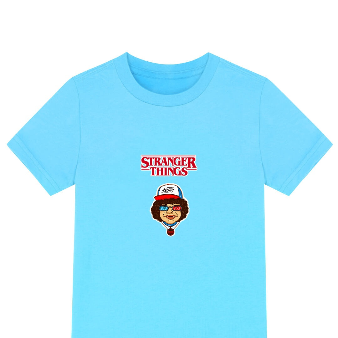 Stranger Things Dustin Tee Shirt T-Shirt Short Sleeve - Dustin Wearing 3D Glasses Art