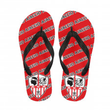 AC Ajaccio Football Club Flip Flops Thongs V-Strap Sandals - Ajaccio Football Club Medley Monogram Wordmark