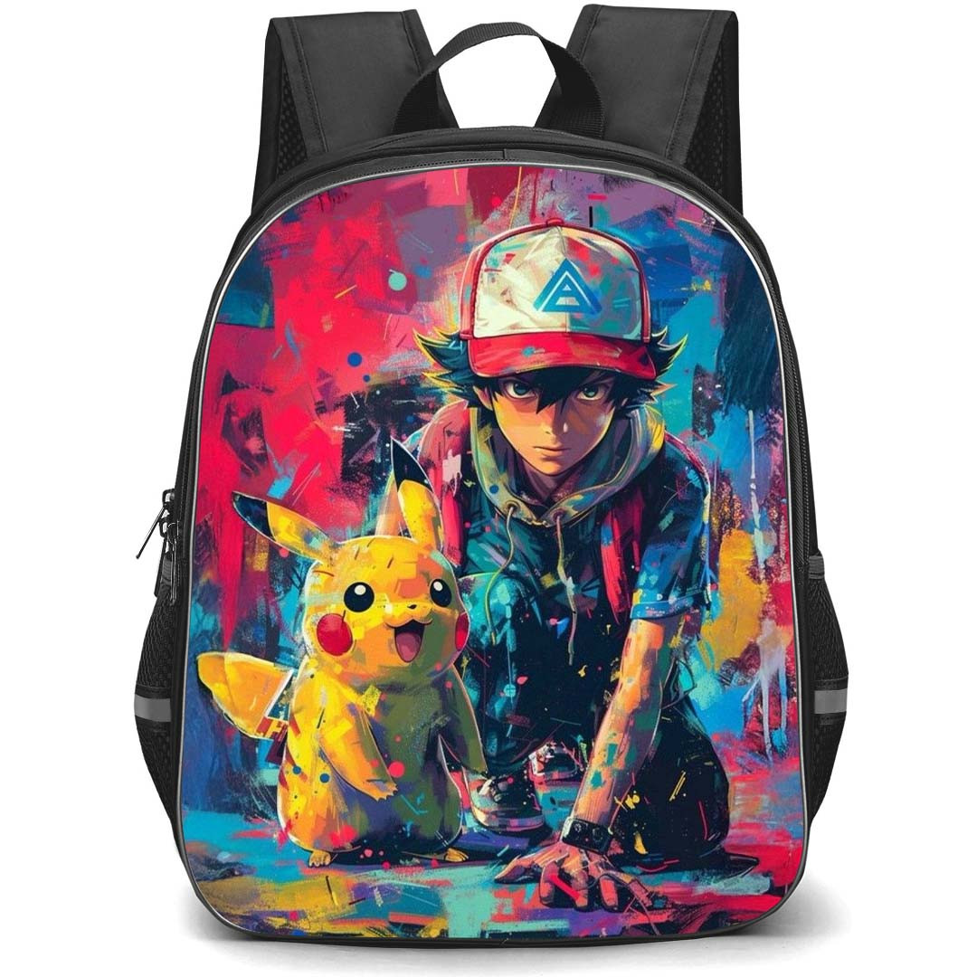 Pokemon Backpack StudentPack - Pokemon Ash Pikachu Painting Illustration