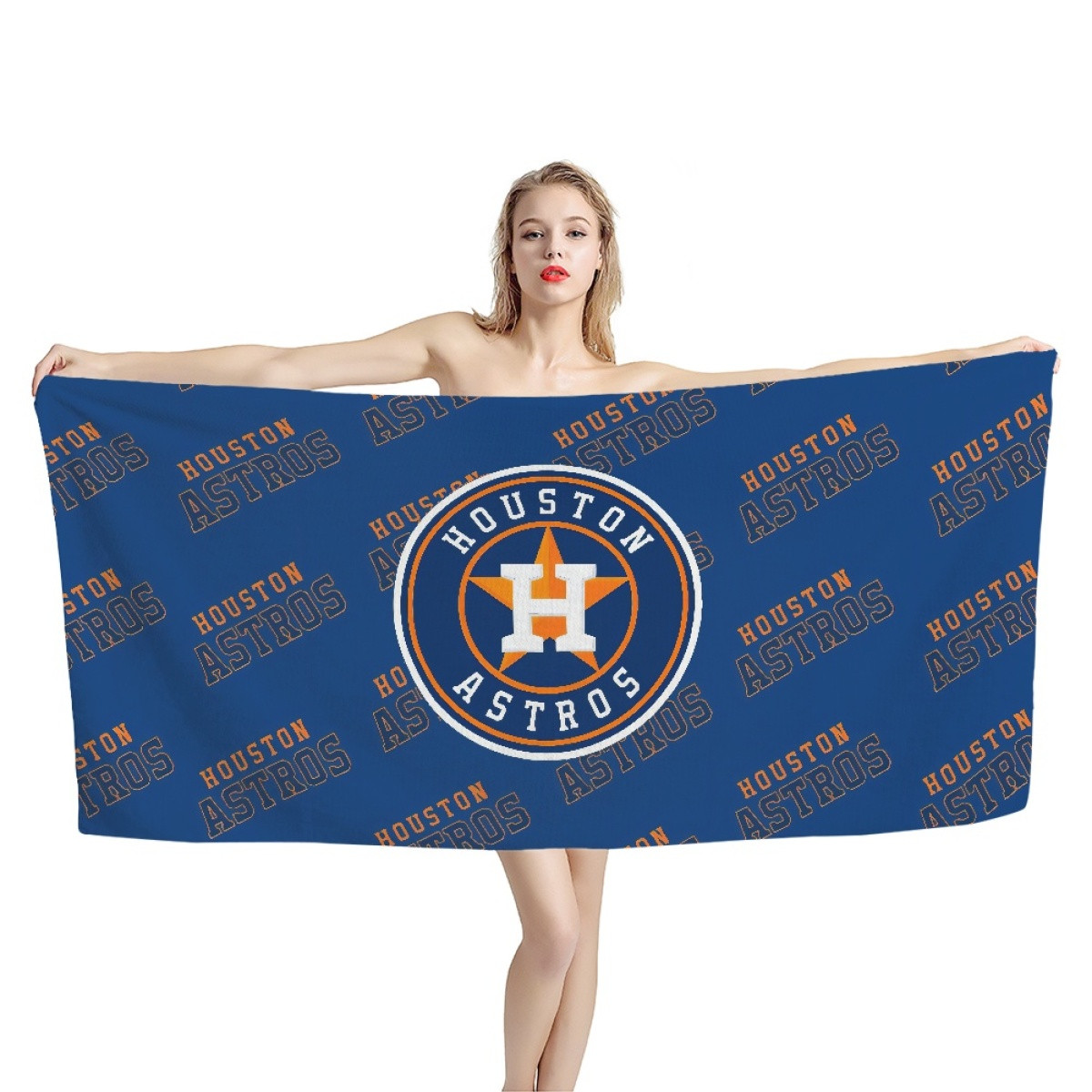 MLB Houston Astros Bath Beach Towel - Houston Astros Medley Monogram Wordmark