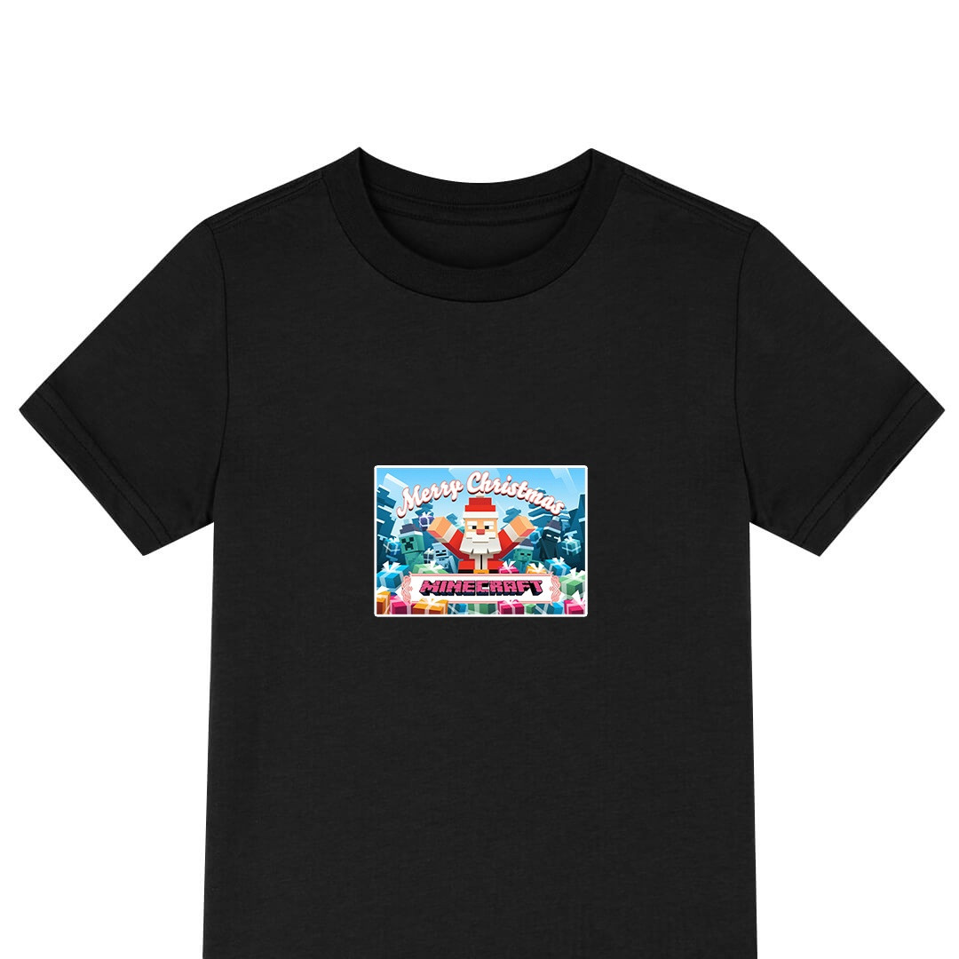 Minecraft Christmas Tee Shirt T-Shirt Short Sleeve - Merry Christmas Theme Chibi Art Series