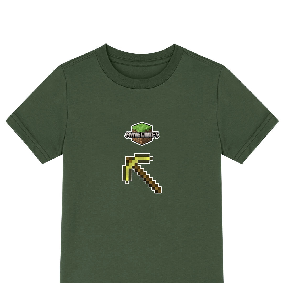 Minecraft Golden Pickaxe Tee Shirt T-Shirt Short Sleeve - Golden Pickaxe Weapon Series Art