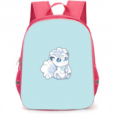 Pokemon Alolan Vulpix Backpack StudentPack - Alolan Vulpix Chibi Art On Skyblue Background