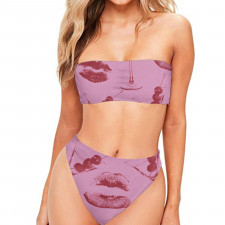 Burga Art Pattern Bandeau Bikini Two Piece Women's Swimsuit - Burga Call Me Pink Poster
