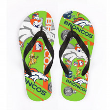 NFL Denver Broncos Flip Flops Thongs V-Strap Sandals - Denver Broncos Mania Collage Logo