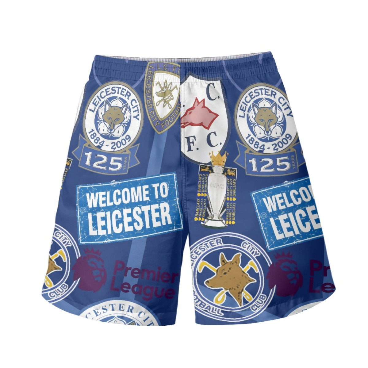 Leicester City F.C Beach Shorts Swim Pants Swimming Trunks - Leicester City F.C Mania Collage Logo