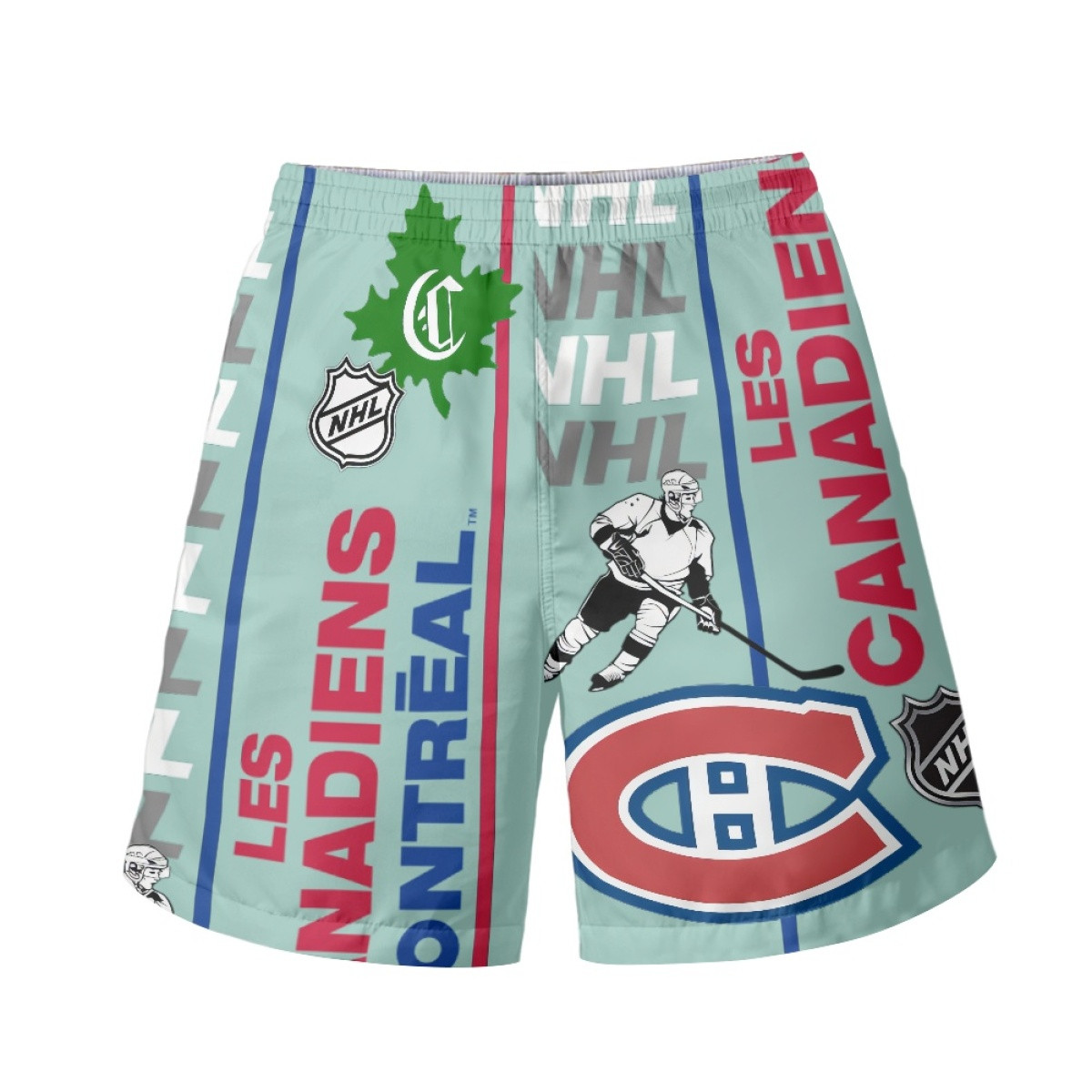 NHL Montreal Canadiens Beach Shorts Swim Pants Swimming Trunks - Montreal Canadiens Mania Collage Logo