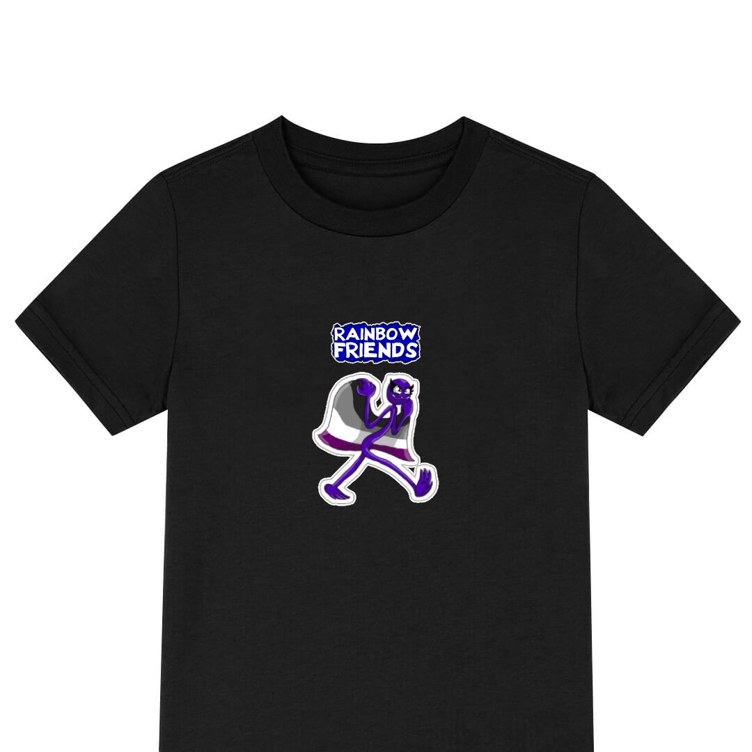 Roblox Rainbow Friends Purple Tee Shirt T-Shirt Short Sleeve - Purple Flag Chibi Art
