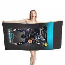 F1 Formula One Lewis Hamilton Bath Beach Towel - Lewis Hamilton F1 World Champion Black Background