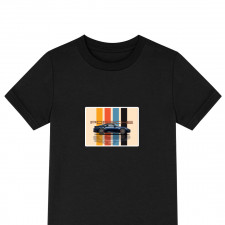 Porsche Tee Shirt T-Shirt Short Sleeve - Porsche 911 Blue Car On Stripe Background