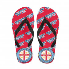 Melbourne City FC Flip Flops Thongs V-Strap Sandals - Melbourne Football Club Medley Monogram Wordmark