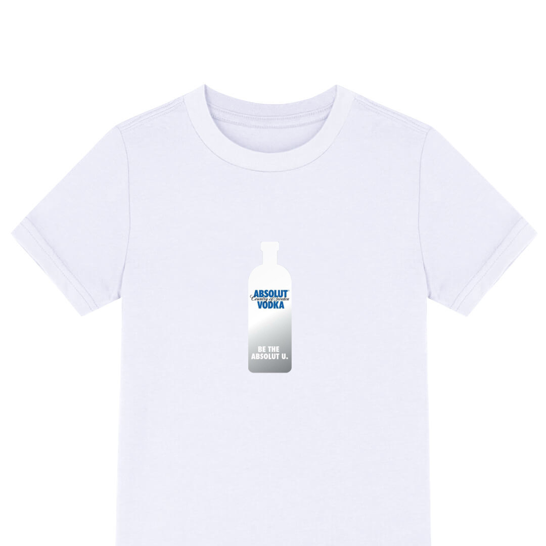 Absolut Vodka Tee Shirt T-Shirt Short Sleeve - Absolut Vodka Bottle With Old Logo