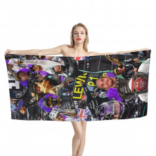 F1 Formula One Lewis Hamilton Bath Beach Towel - Lewis Hamilton Collage