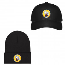 Cuphead Mugman Baseball Cap Beanie Hat - Mugman Portrait Sticker Art