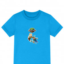 Minecraft Tee Shirt T-Shirt Short Sleeve - Steve And Alex Aquatic Chibi Art