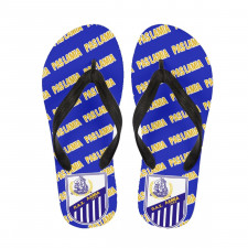 Pas Lamia Flip Flops Thongs V-Strap Sandals - Lamia Football Club Medley Monogram Wordmark