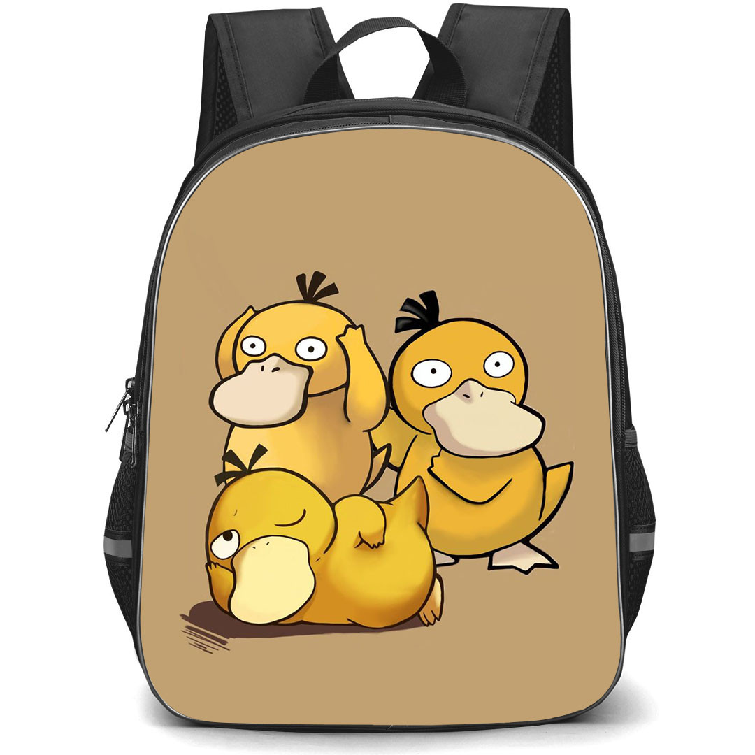 Pokemon Psyduck Backpack StudentPack - Psyduck Expressions On Brown Background