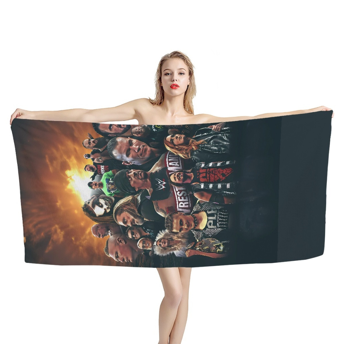 WWE Bath Beach Towel - WWE Wrestling Poster Sunset Background