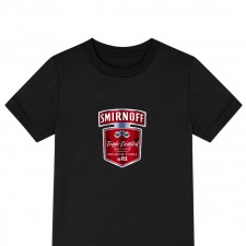 Smirnoff Vodka Tee Shirt T-Shirt Short Sleeve - Smirnoff Vodka Bottle Sticker