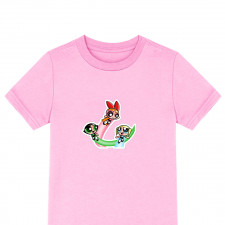 Powerpuff Girls Group Tee Shirt T-Shirt Short Sleeve - The Powerpuff Girls Flying With Colors